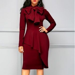 Rotita size large long sleeve dress wine color